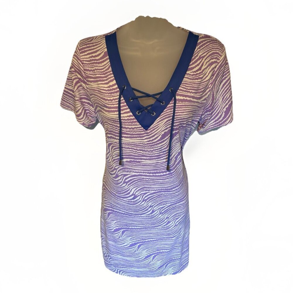 NEW Lulu B Tunic Dress V-Neck w/Tie Women Size Small Purple/Blue Southern Style - Picture 5 of 8
